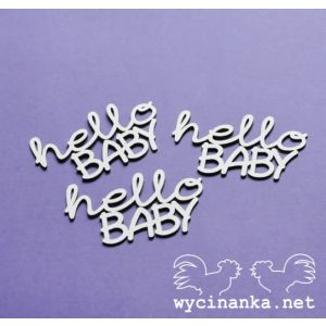 Tekturka Wycinanka Hello Baby - Napis Hello Baby, 3szt